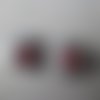 X 2 pendentifs,breloque cœur strass rouge argenté 12 x 10 mm 
