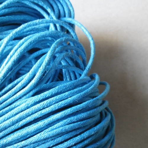X 5 mètres de cordon coton ciré couleur bleu 1,5 mm 