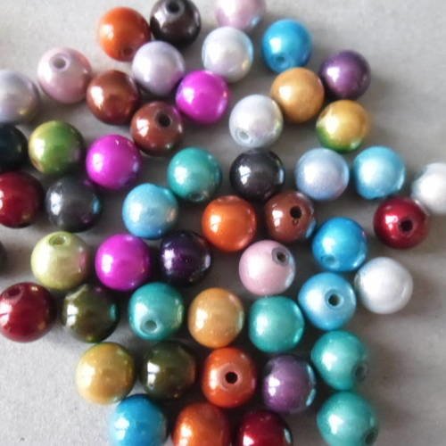X 20 mixte perles 10 mm ronde magique multicolore effet scintillant acrylique 