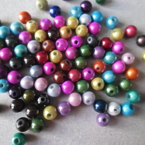 X 20 mixte perles ronde 6 mm magique multicolore effet scintillant acrylique 
