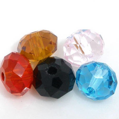 X 30 mixte perles rondelles cristal verre quartz multicolore 6 mm 