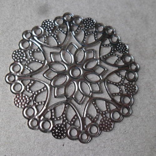 X 5 beaux connecteurs forme fleur motif ciselé argenté 5,1 cm 