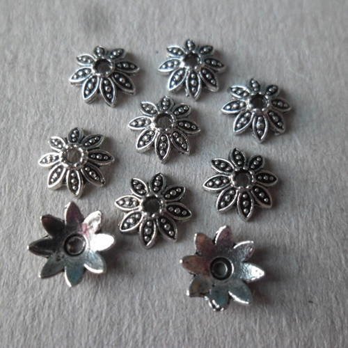 X 25 perles coupelles en forme de fleur argent tibétain 8 x 8 mm 