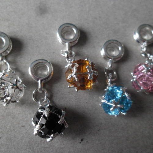 X 5 mixte pendentifs cristal perle de naissance  26 x 10 mm 