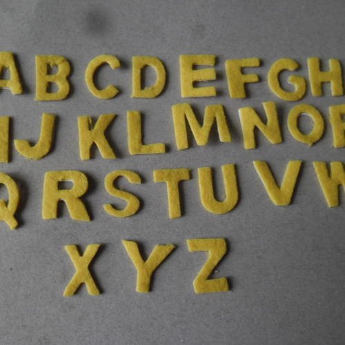 X 26 lettres alphabet"a-z" autocollants couleur jaune en feutrine 20 mm 