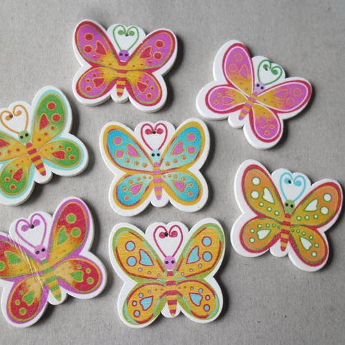 X 2 mixte pendentifs bois en forme de papillon multicolore 4,6 x 4 cm 