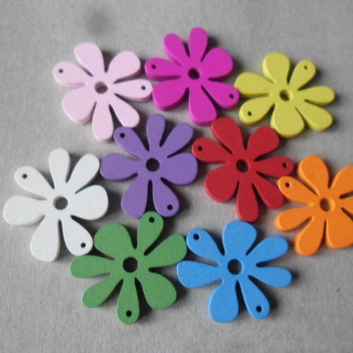 X 10 mixte connecteurs en forme de fleur en bois 3 cm 