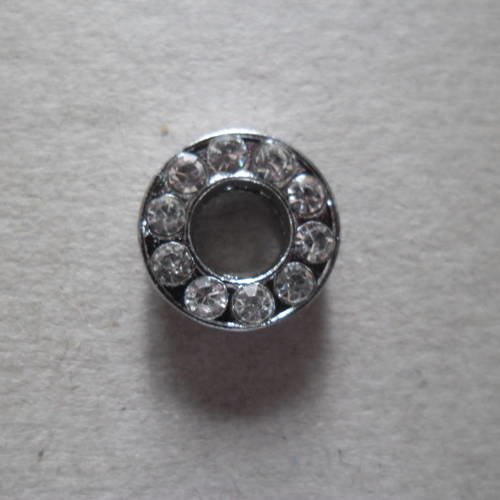 X 1 perle lettre o à strass blanc pour bracelet personnaliser argenté 11 mm 
