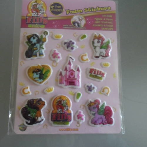 X 20 stickers autocollants mon petit poney multicolore princesse et strass plastifier intérieur mousse 