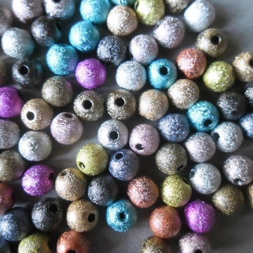X 50 mixte perles intercalaire givrés multicolore  acrylique 6 mm 