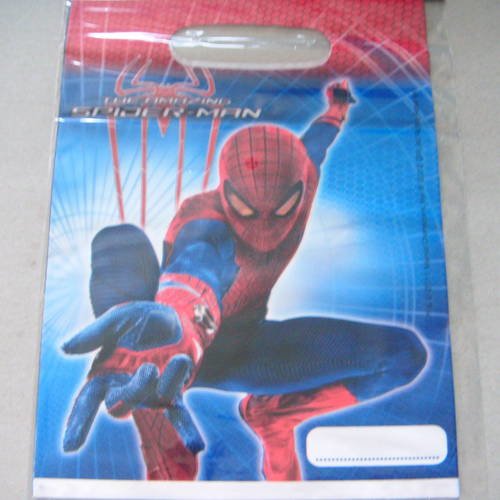 X 6 sachets plastifier représentant spider-man avec anse 23 x 16,5 cm 