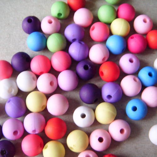 X 1 gros lot de 50 mixte perles intercalaires rondes multicolore acrylique 8 mm 