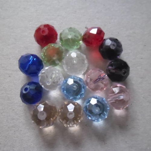 X 20 mixte perles verre cristal quartz coloré facette rondelle 10 mm 