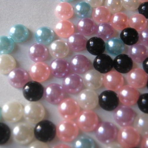 Gros lot x 100 mixte demi-perles à coller acrylique 6 mm 