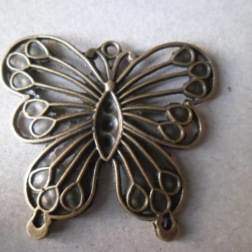 X 2 pendentif breloque charm forme papillon bronze 4,6 x 4,1 cm 