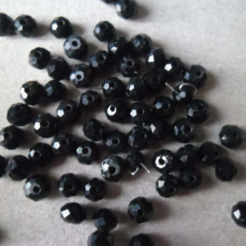 X 20 perles cristal rondelles cristal quartz à facette noir 4 mm 