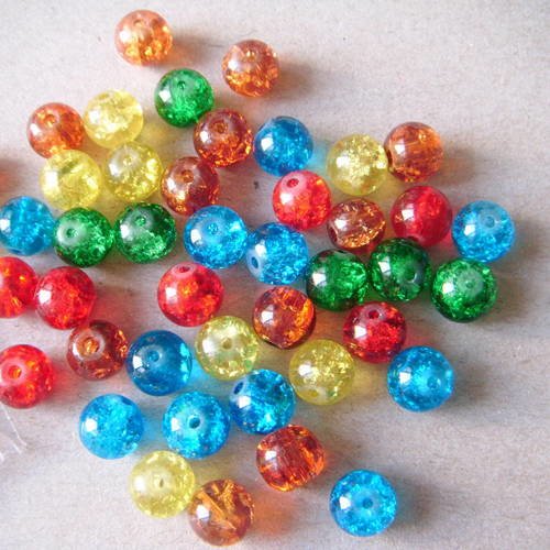 X 10 mixte perles craquelées en verre 8 mm de diamètre 