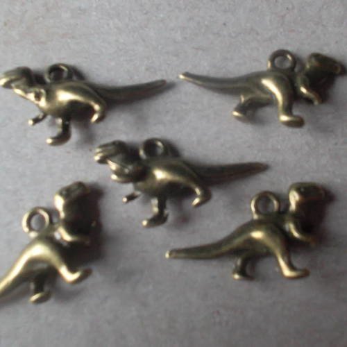 X 5 pendentifs charms dinosaure couleur bronze 22 x 12 mm 