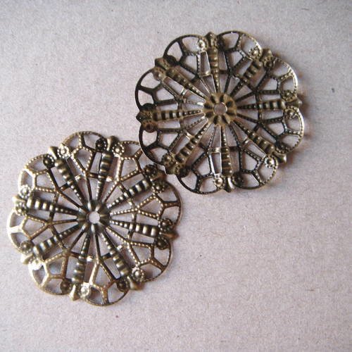 X 5 connecteurs en forme de fleur ajouré ciselé bronze 41 x 41 cm 