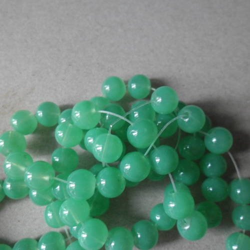X 10 perles vert de forme ronde en verre de 8 mm 
