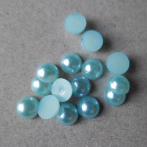 X 50 demi-perles de couleur bleu nacré à coller en acrylique de 6 mm 