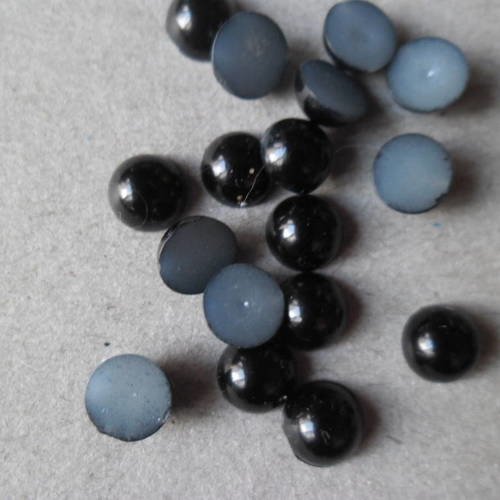 X 50 demi-perles de couleur noir nacré à coller en acrylique 6 mm 