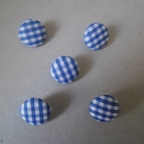 X 10 boutons recouvert de tissu à rayures bleu,blanc bombé acrylique 15 mm 
