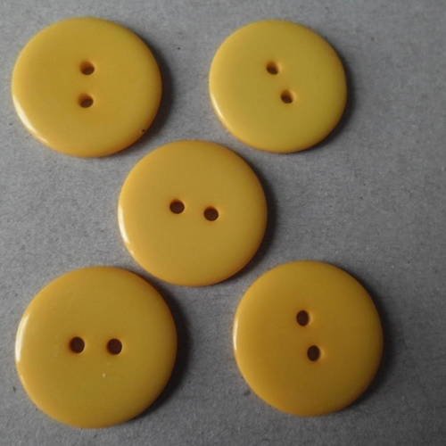 X 10 boutons ronds couleurs jaune/orangé à 2 trous en résine 23 mm 