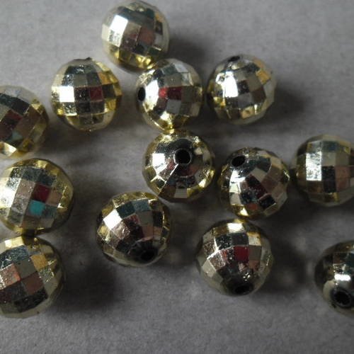 X 20 perles en acrylique de couleur doré à facette 12 x 10 mm 