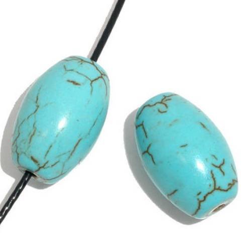 X 5 perles spacer semi-précieux turquoise ovale 17 x 11 mm 