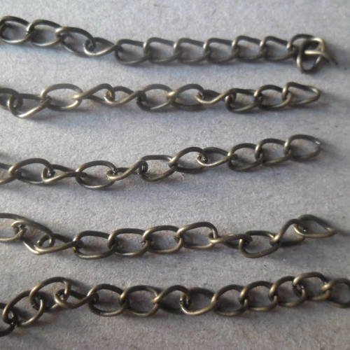 X 10 chaines d’extensions en métal couleur bronze 5 cm 