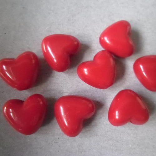 X 10 perles intercalaire cœur rouge en acrylique 11 x 10 mm 