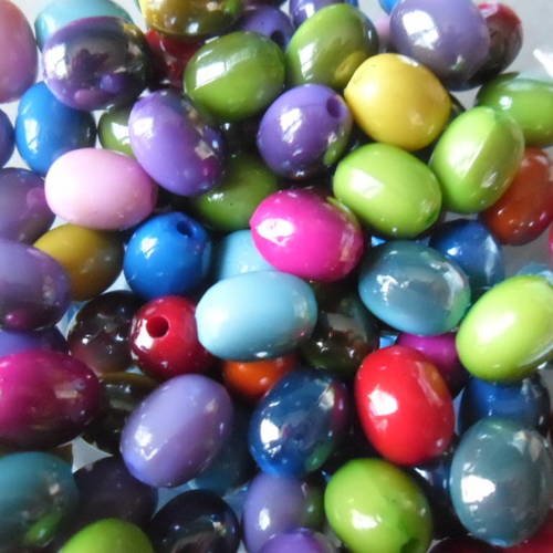 X 10 mixte perles acrylique de forme ovale à 2 couleurs  13 x 10 mm 