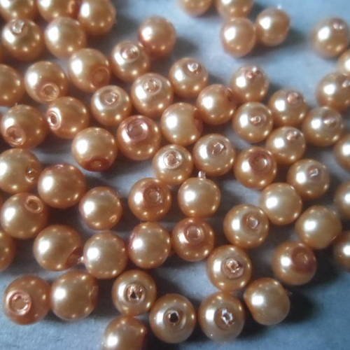 X 20 perles rondes doré nacré en verre 4 mm 