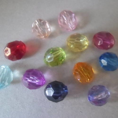 X 5 mixte perles à facettes multicolore en acrylique 16 x 15 mm 