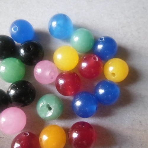 X 10 mixte perles agate de vrais couleur rondes 8 mm 