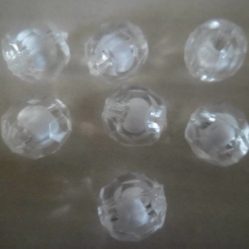 X 10 perles intercalaire acrylique boule facette transparent 10 mm 