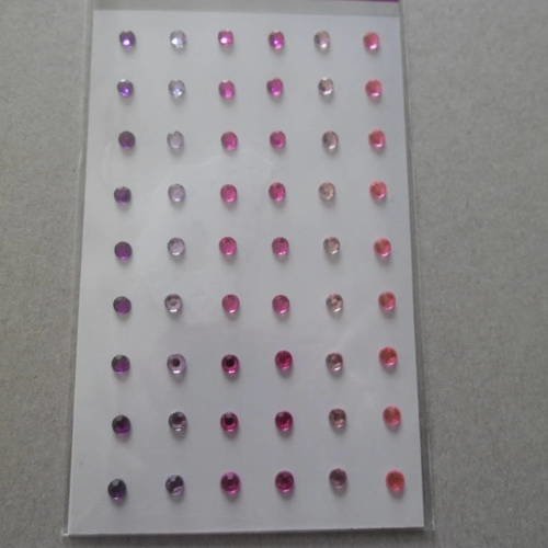X 54 strass facette de couleur dégradé du violet au fuchsia autocollants 5 mm 