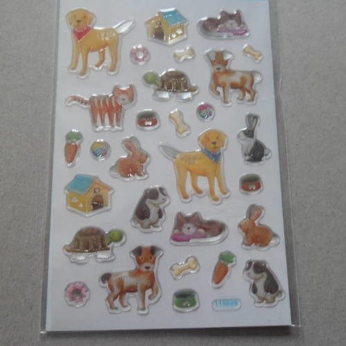 X 1 plaque de stickers autocollants représentant de différents petits animaux 