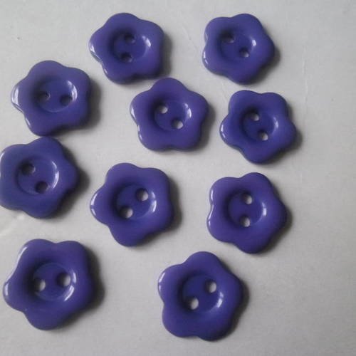 X 10 boutons violet en forme de fleur 2 trous en acrylique 14 mm 