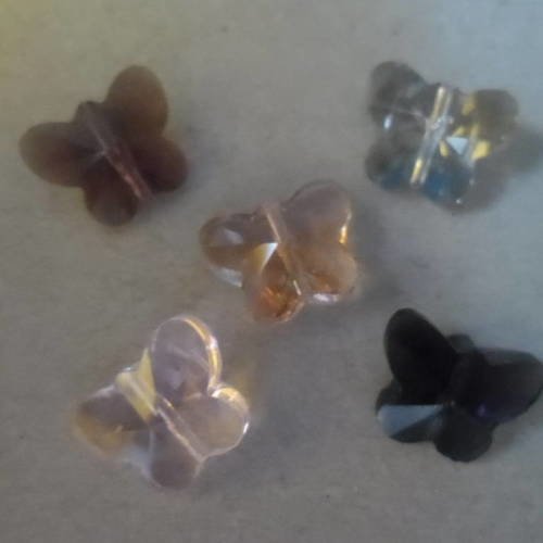 X 5 mixte perles papillons cristal quartz 15 x 12 mm 