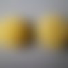 X 2 camées fleur dalias de couleur jaune en résine 20 x 12 mm 