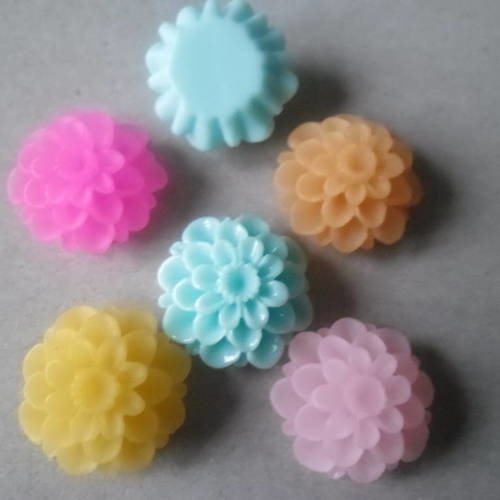 X  5 mixte camées fleur dalias en résine 20 x 12 mm 