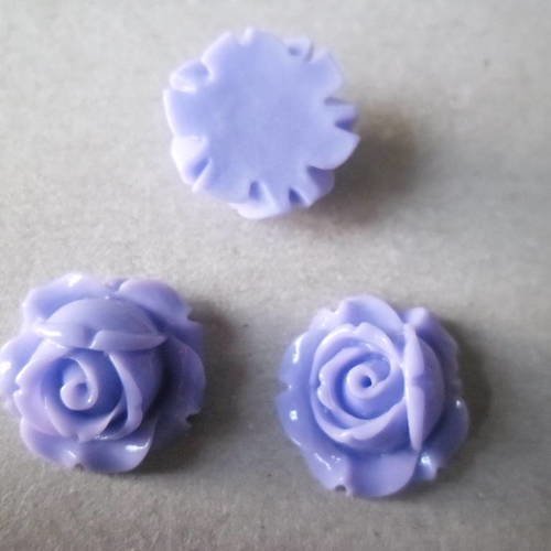 X 2 cabochons fleur en résine de couleur violet 15 x 15 x 8 mm 