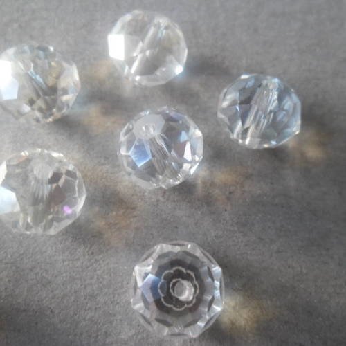 X 5 perles cristal facette rondelle transparente ab crystal 10 x 8 mm 