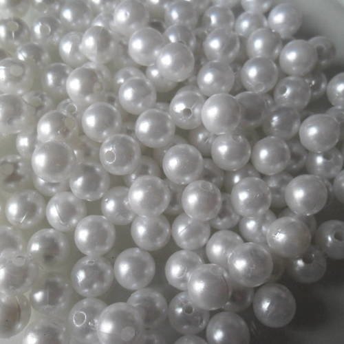 X 20 perles acrylique de couleur blanc nacrées 10 mm 