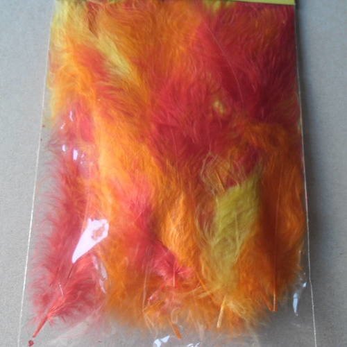 X 1 sachet de 50 plumes de couleurs: rouge,orange et jaune