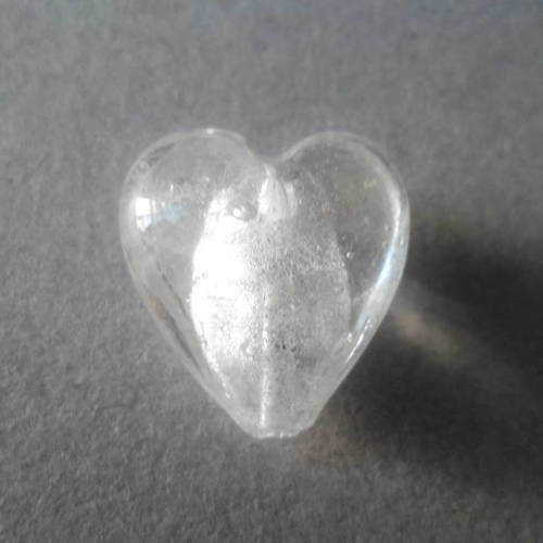 X 1 perle cœur verre blanc façon lampwork 20 x 20 mm