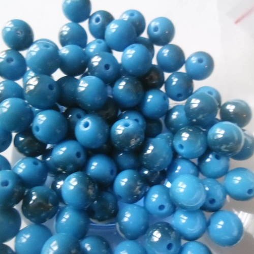 X 10 perles intercalaire acrylique bleu et gris 10 mm