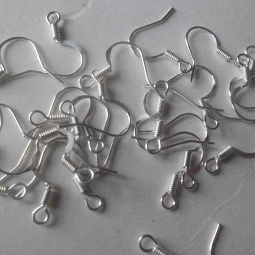 X 50 crochets de boucles d'oreille "hameçon" en métal argenté 16 x 15 mm